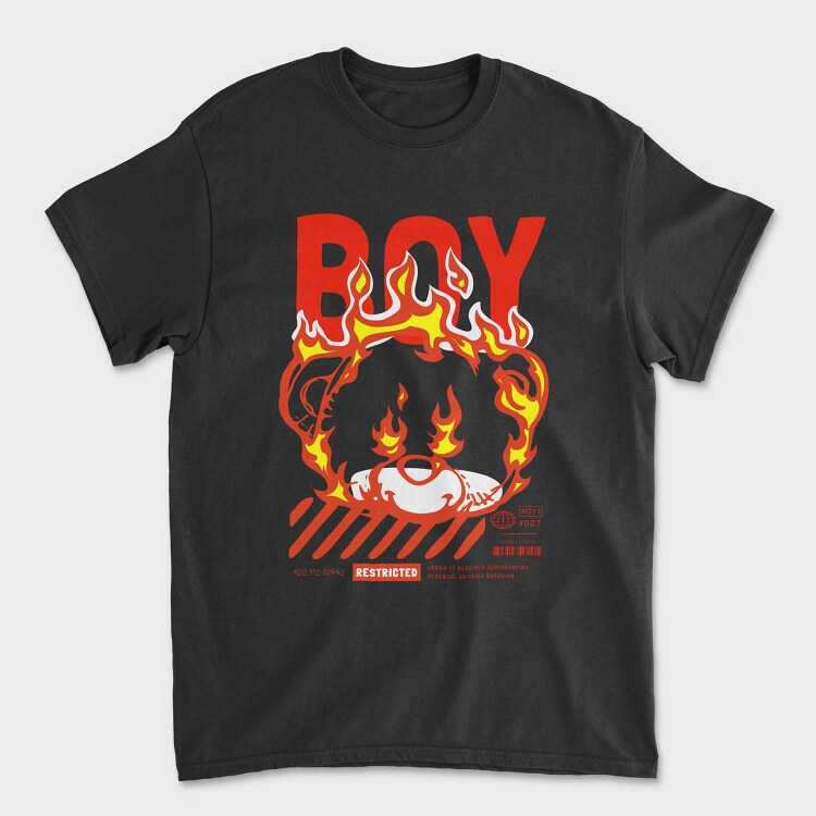 Boy Teddy in Flames, Унисекс Мъжка Тениска