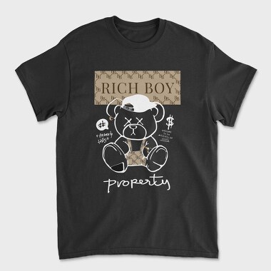Rich Boy Teddy Bear, Unisex Men's T-Shirt