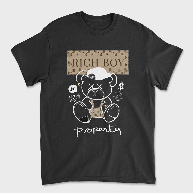 Rich Boy Teddy Bear, Unisex Men's T-Shirt