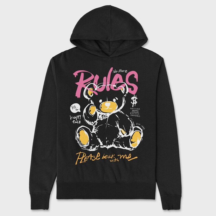 No More Rules Teddy, Unisex Men's Hoodie