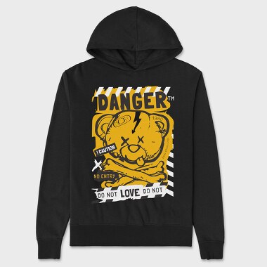 Danger Orange Teddy Bear, Unisex Men's Hoodie