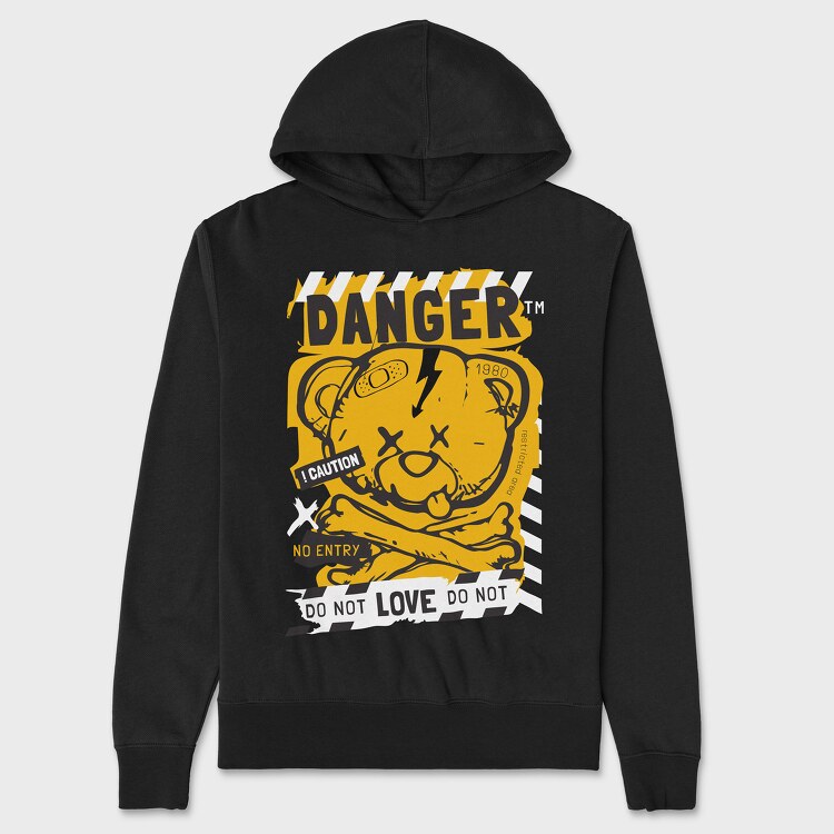Danger Orange Teddy Bear, Unisex Men's Hoodie