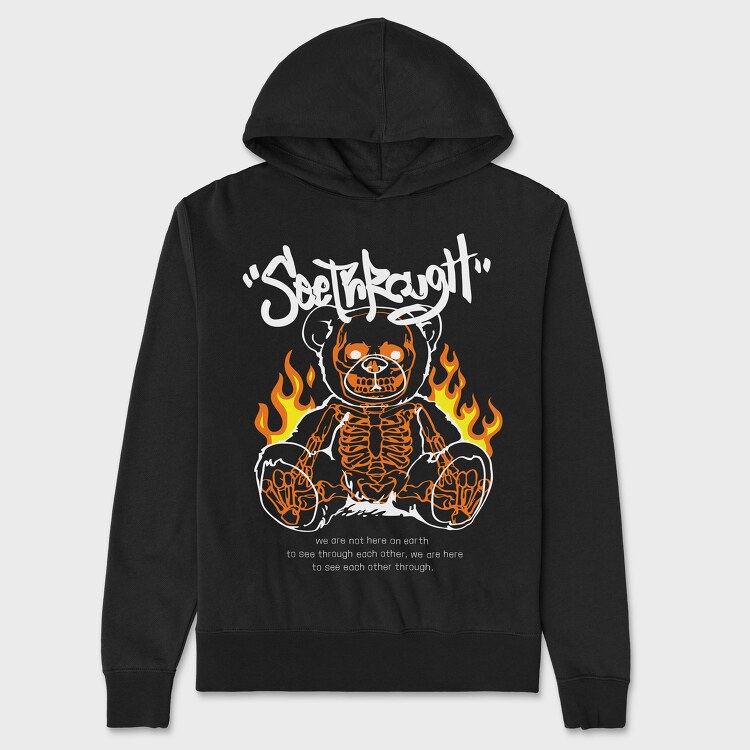 Skeleton Teddy Bear in Flames, Унисекс Мъжко Суичър