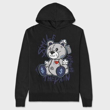 Smile Through the Pain Teddy Bear, Unisex Men's Hoodie