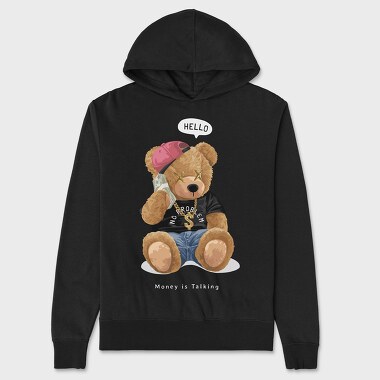 Money Is Talking Teddy Bear, Unisex Men's Hoodie