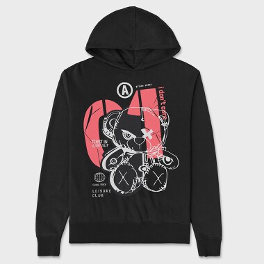 I Dont Care Teddy, Unisex Men's Hoodie
