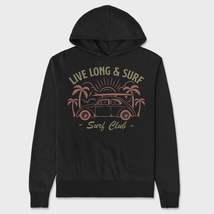 Live Long and Surf, Unisex Men's Hoodie