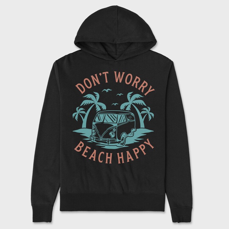 Dont Worry Beach Happy, Unisex Men's Hoodie