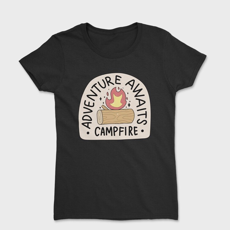 Adventure Awaits Campfire, Women's T-Shirt