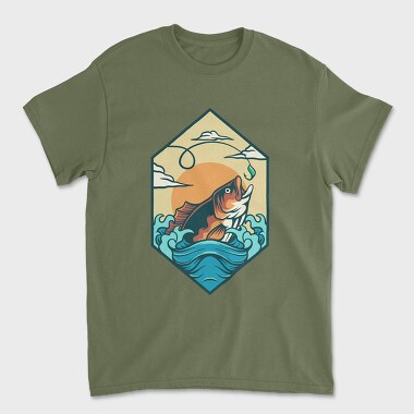 Bass Fishing Illustration 4, Unisex Men's T-Shirt