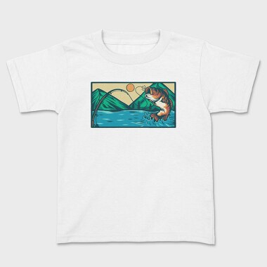 Bass Fishing Illustration 5, Kids' T-Shirt