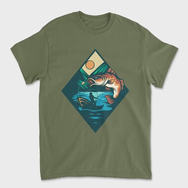 Bass Fishing Illustration 6, Unisex Men's T-Shirt