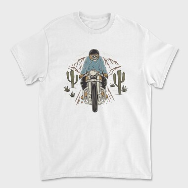 Unisex Men's T-Shirt, Biker Skeleton Cactus