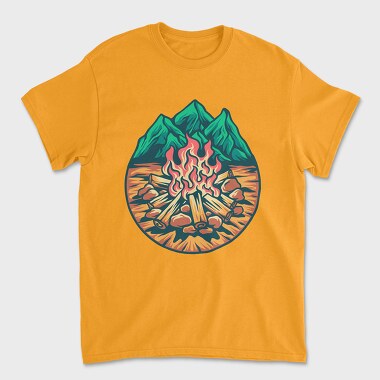 Campfire Outdoors Illustration, Unisex Men's T-Shirt