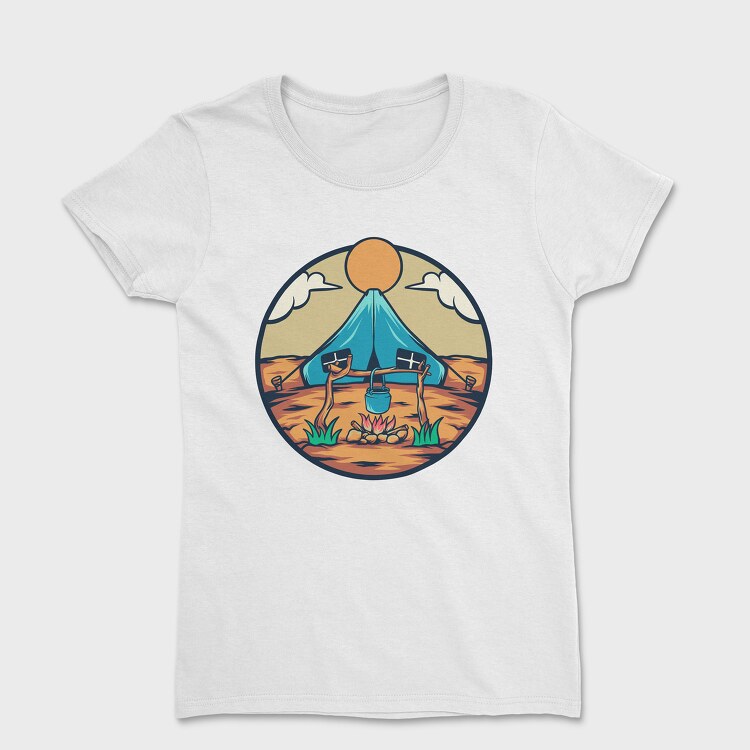 Camping Illustration, Women's T-Shirt