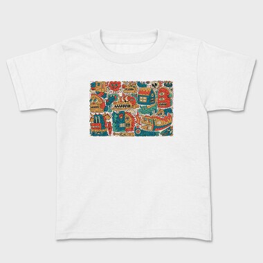 Colorful Monsters Collage, Kids' T-Shirt