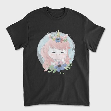 Cute Unicorn Flowers, Unisex Men's T-Shirt