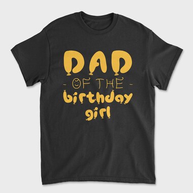 Dad of the Birthday Girl Orange, Unisex Men's T-Shirt