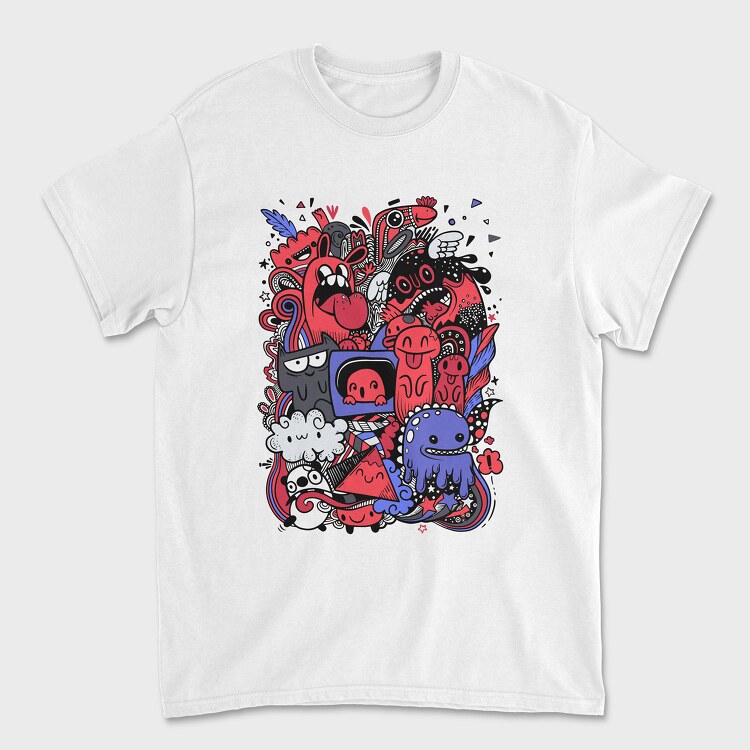Funny Cartoons Collage, Unisex Men's T-Shirt