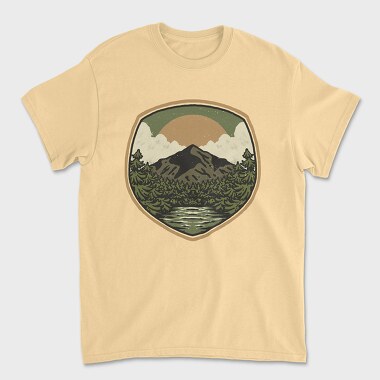 Green Vintage Landscape, Unisex Men's T-Shirt