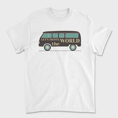 Unisex Men's T-Shirt, Lets Travel the World Car