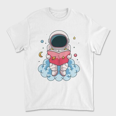 Little Astronaut Reading, Unisex Men's T-Shirt