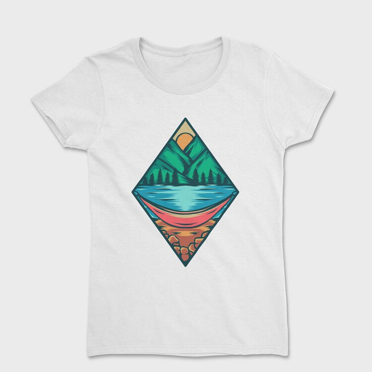 Mountain Camping Illustration 3, Дамска Тениска