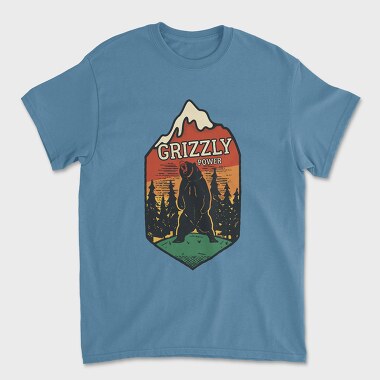 Unisex Men's T-Shirt, Retro Grizzly Power