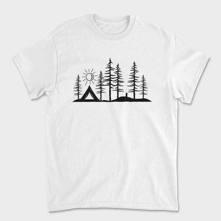 Stylized Camping Scene, Unisex Men's T-Shirt