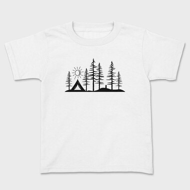 Stylized Camping Scene, Kids' T-Shirt