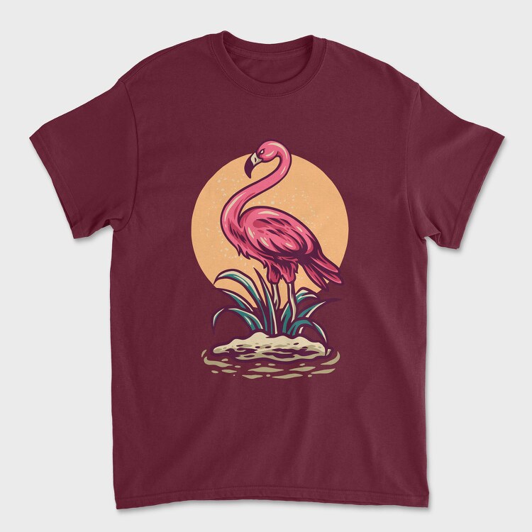Summer Flamingo Retro Illustration, Unisex Men's T-Shirt