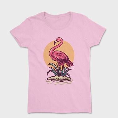 Summer Flamingo Retro Illustration, Women's T-Shirt