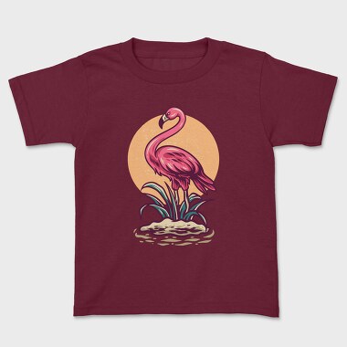 Summer Flamingo Retro Illustration, Kids' T-Shirt