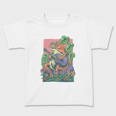 Vintage Frog Guitar, Kids' T-Shirt