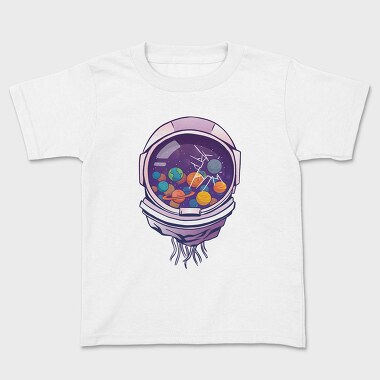 Astronaut Helmet And Planets, Детска Тениска
