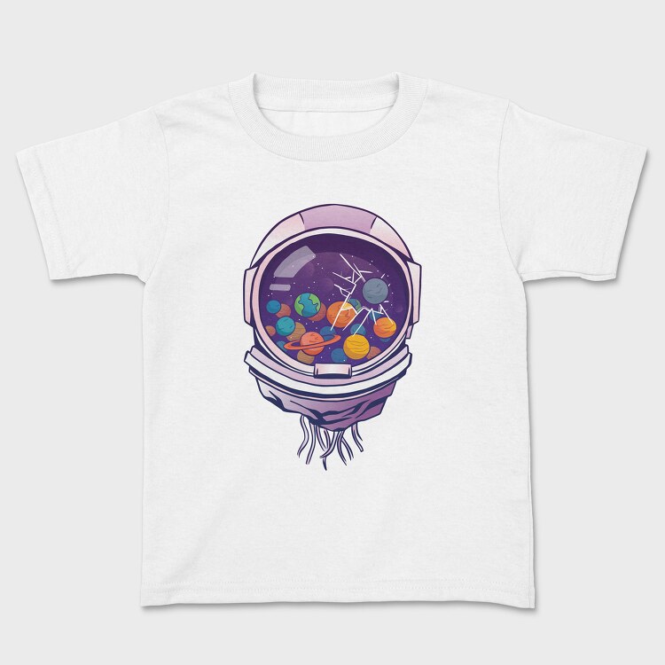 Astronaut Helmet And Planets, Kids' T-Shirt