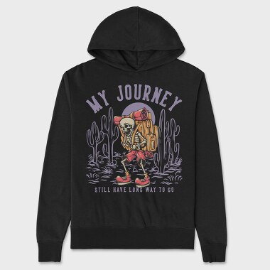 My Journey With Hiking Skeleton, Unisex Men's Hoodie