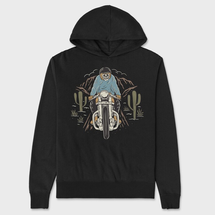 Biker Skeleton Cactus, Унисекс Мъжко Суичър