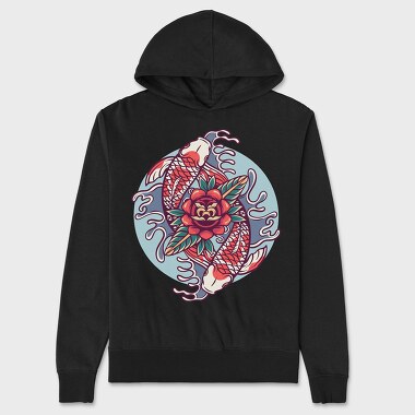 Koi Fish Illustration 1, Unisex Men's Hoodie
