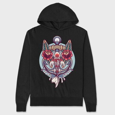 Koi Fish Illustration 3, Unisex Men's Hoodie