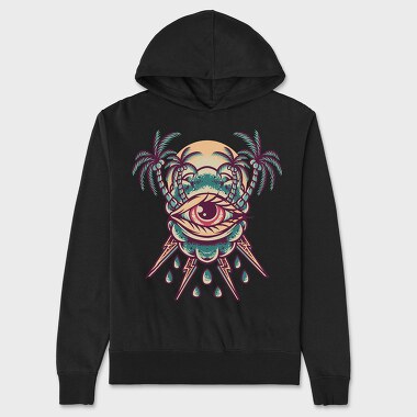 Summer Eye Retro Illustration, Unisex Men's Hoodie
