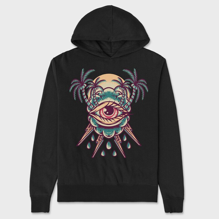Summer Eye Retro Illustration, Unisex Men's Hoodie