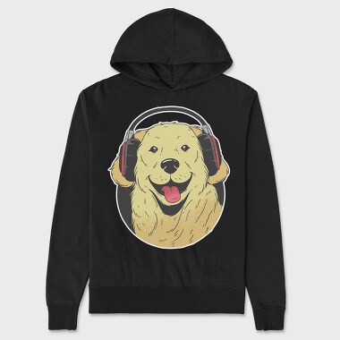 Headphone Dog, Unisex Men's Hoodie