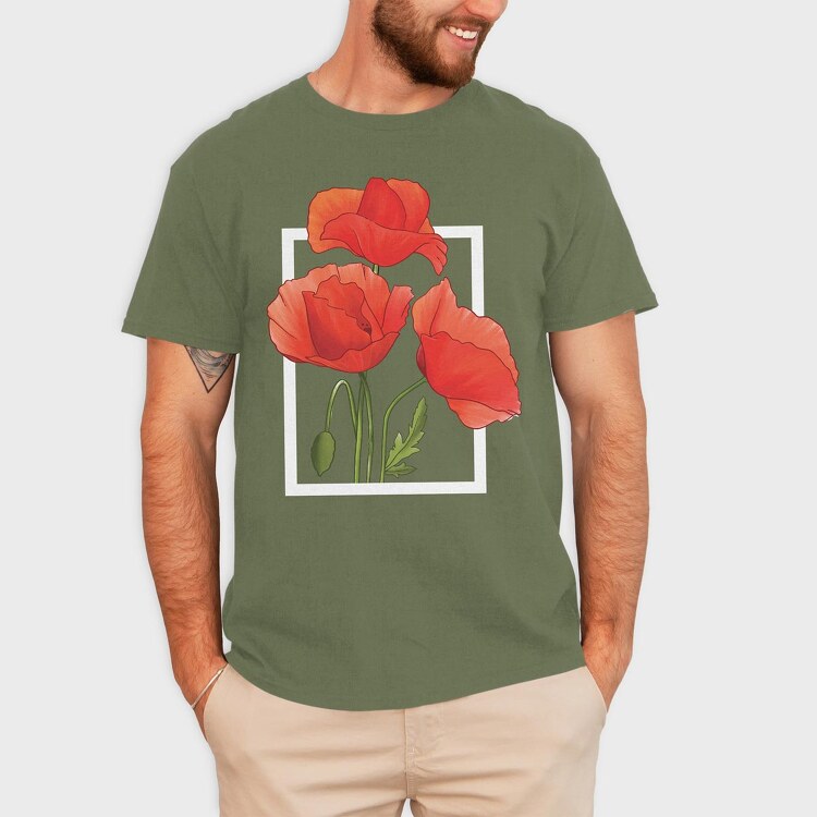Flower Line, Unisex Men's T-Shirt