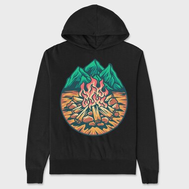 Campfire Outdoors Illustration, Unisex Men's Hoodie