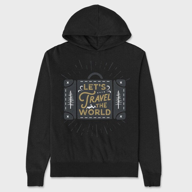 Lets Travel the World, Unisex Men's Hoodie
