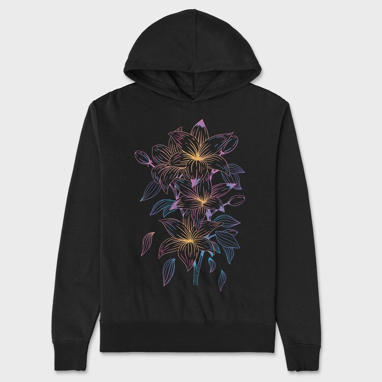 Flower Line, Unisex Men's Hoodie