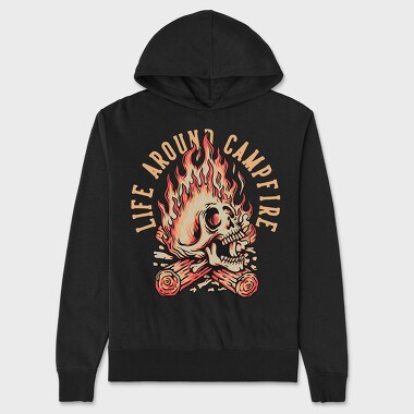 Life Around Campfire Skull, Unisex Men's Hoodie
