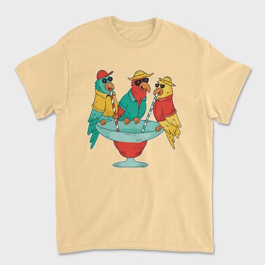 Parrots Drinking, Unisex Men's T-Shirt