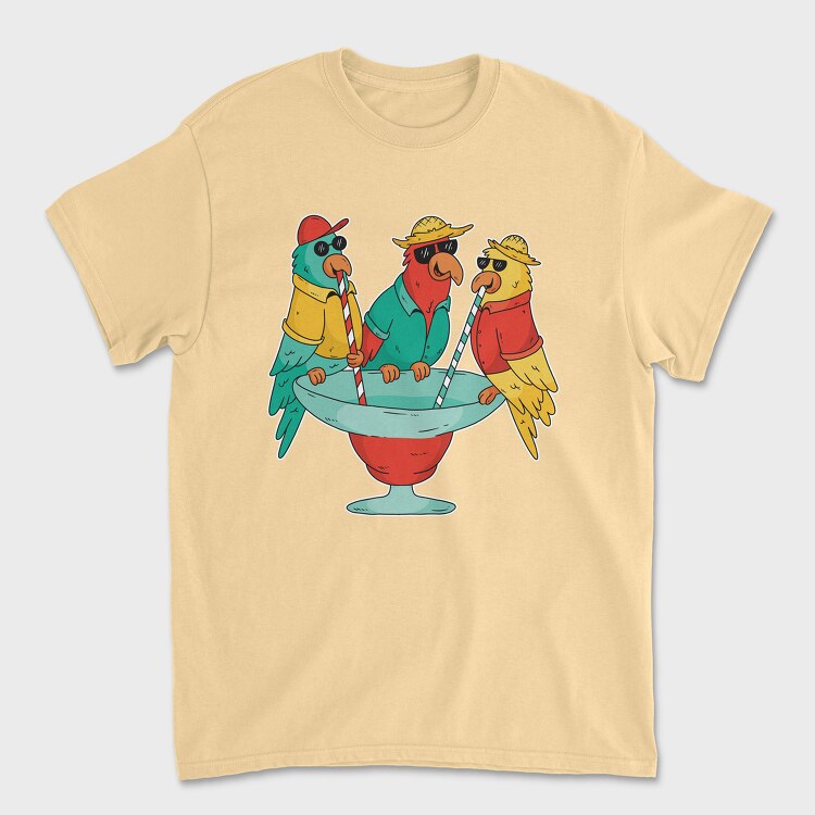 Parrots Drinking, Unisex Men's T-Shirt